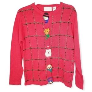 Vintage Lemon Grass Christmas Sweater Cardigan Size Small‎